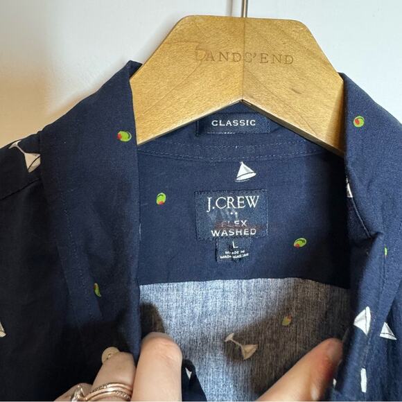 J. Crew Classic Untucked Flex Washed Button Down Shirt Martini Olives Size Large - Picture 3 of 7